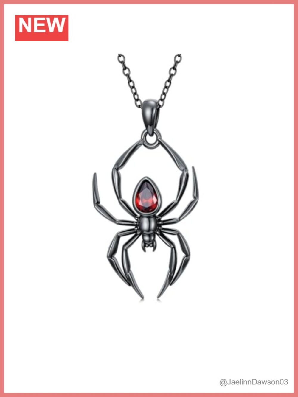 925 Sterling Silver Gothic Spider Pendant Necklace 18+2 inch Adjustable